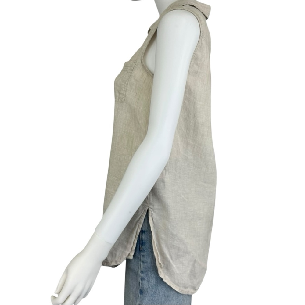 SIGRID OLSEN Beige Linen Button-Down Size S K0656 - Picture 4 of 11